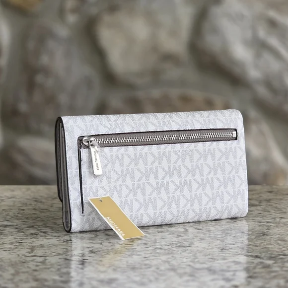 Michael Kors Jet Set Trifold Logo Large White Wallet - Picture 2 of 6